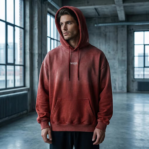 Custom Heavyweight Acid Wash Hoodie Oversized Vintage Streetwear <b>Hooded</b> Sweatshirt Unisex Loose Fit 100% Cotton Terry Pullover - Product Image 2