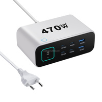 Stasiun Daya Desktop Universal 470W GaN 4 Type-C 2 Type-A Pengisi Daya Cepat dengan Monitor Output Cerdas Dual PD 140W untuk iphone 18