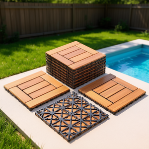 Dalles de terrasse emboîtables modernes 11,8x11,8 pouces, imperméables, en composite bois-plastique, pour extérieur, patio, bord de piscine - Product Image 2