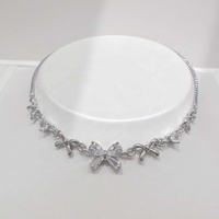 Bracelet personnalisé en argent sterling 925 avec pendentif nœud mignon, plaqué or, ajustable, avec chaîne en zircon cubique pour filles