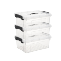 Boîte de rangement rectangulaire Cetomo 20L*3 avec poignée, conteneur de rangement en plastique avec couvercle et fermeture sécurisée, durable, empilable, robuste, transparente, lot de 3