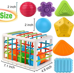 Giocattolo per neonati <span class=keywords><strong>1</strong></span>-2 anni, <span class=keywords><strong>giochi</strong></span> sensoriali Montessori per bambini 6-9-12-18 mesi, gioco di ordinamento delle forme con palline testurizzate, attività con palline sensoriali - Product Image 5