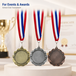 Blank Award Medals Wholesale Metal Medal Ready Stock Gold Silver Bronze Sports Medals Custom Logo With <b>Ribbon</b> Factory - Product Image 4