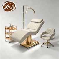 Table de massage électrique de luxe beige à 3/4 moteurs pour salon de beauté, lit de tatouage, lit facial, lit esthétique incurvé pour cils, lit de beauté