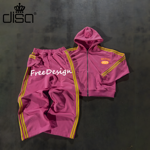 Completo da Uomo Personalizzato Vintage a Righe: Felpa con Cappuccio e <span class=keywords><strong>Pantaloni</strong></span> a Zampa con Zip, <span class=keywords><strong>Tuta</strong></span> Invernale Streetwear a Righe - Product Image 1