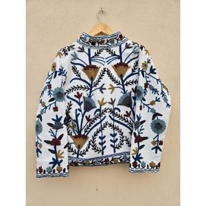 TNT Suzani Quilted Eco-Friendly Breathable Winter <b>White</b> <b>Jacket</b> Solid Design New Arrival Elegant Mandarin Collar Short <b>Tweed</b> - Product Image 6