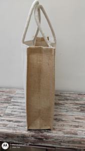 Sac à lunch en jute imprimé bicolore en vrac en gros avec poignée lavable écologique promotionnel utilisation d'entreprise personnalisable - Product Image 2