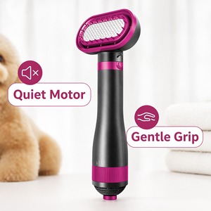 Sèche-<span class=keywords><strong>cheveux</strong></span> et brosse lissante 2-en-1 de luxe en plastique pour animaux de compagnie, température réglable pour petits chiens, alimentation par charge, utilisation facile - Product Image 3