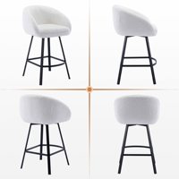 Tabouret de bar moderne de luxe à hauteur de comptoir rembourré et pivotant à 360 ° avec dossier pour la cuisine