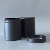 Vente en gros de pots cosmétiques en plastique PET noir mat/givré personnalisés de 250 g pour sérum, lotion et nettoyant visage