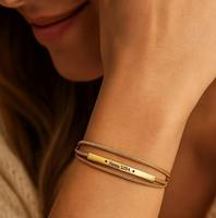 Gelang Rantai Ular Fashion Bahan Stainless Steel Tahan Air, Batang Kosong untuk Ukiran Nama/Huruf Kustom, Hadiah untuk Wanita & Pria