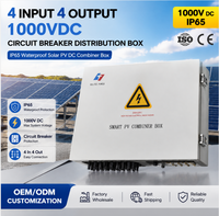 Boîtier de distribution de disjoncteurs Huituo 4 entrées 4 sorties 1000VDC, étanche IP65, pour systèmes solaires photovoltaïques DC