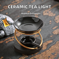 Bougeoir à thé en céramique personnalisé avec cadre en métal Brûleur d'encens pour la maison et diffuseur d'encens aromatique en bois de santal