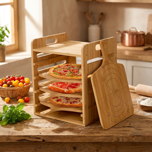Ensemble de service <span class=keywords><strong>à</strong></span> <span class=keywords><strong>pizza</strong></span> professionnel en bambou 5 pièces, support <span class=keywords><strong>à</strong></span> 4 niveaux avec 4 pelles <span class=keywords><strong>à</strong></span> <span class=keywords><strong>pizza</strong></span> pour une fête <span class=keywords><strong>à</strong></span> la <span class=keywords><strong>pizza</strong></span> parfaite - Product Image 2