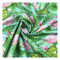 Short de plage en tissu 100 % polyester effet peau de pêche, imprimé numérique, respirant, motif flamant rose tropical, sortie d'usine