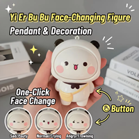 Porte-clés Pendentif Panda Cartoon Yier Bubu à Visage Changeant, Accessoire Anti-stress à Commutation Rapide, Léger et Durable en Plastique, Artisanat