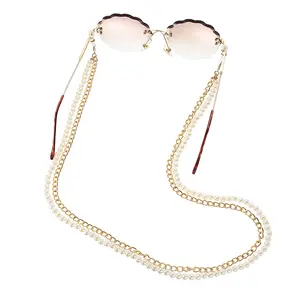 New Jewelry Two Links Fashion Pearl Sun Glasses Chain Vintage Grace Metal Eyeglasses Chain