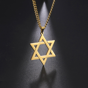 Vintage Nuovo Semplice Giudaismo Stella di David Pendenti di Collana In Acciaio Inox Oro Placcato Ebraica del Regalo Dei Monili Per Le Donne Degli Uomini - Product Image 1