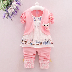 Artículos de Boutique al por Mayor, Conjunto de Ropa para Niños, Abrigo y Pantalón Color Rosa, Hecho en China - Product Image 1
