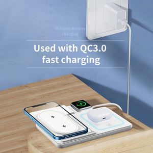 Station de charge sans fil 3 en 1 avec charge rapide 15W |   Chargeur sans fil pliable portable pour téléphones mobiles et montres intelligentes - Product Image 3