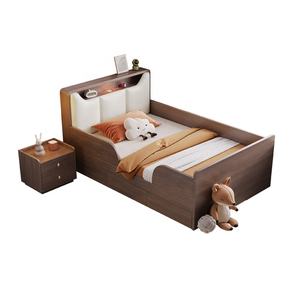 <span class=keywords><strong>Lit</strong></span> double multifonctionnel pour bébé avec tête de <span class=keywords><strong>lit</strong></span> en cuir, rangement intégré, design moderne et robuste - Product Image 6