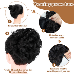 <span class=keywords><strong>Chignon</strong></span> court bouclé désordonné à nouer, extension de cheveux synthétiques extensibles, <span class=keywords><strong>pince</strong></span> à cheveux, <span class=keywords><strong>chignon</strong></span> scrunchie, postiche en plateau - Product Image 2