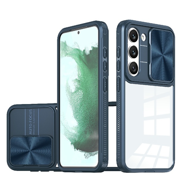 Shockproof Protective Clear Camera Slide Cover Phone Case for Samsung Galaxy S21 FE S23 S24 Ultra  A35 and iPhone 14 Max Case