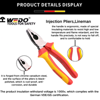WEDO Outils isolés Vde 1000v Crv Injection électrique 6 ''7'' 8 ''Pince combinée pour monteur de ligne isolé