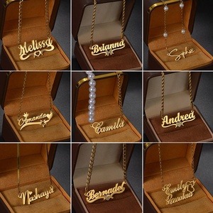 Wholesale Personalized <b>Name</b> Pendant Necklace Gold Plated Stainless Steel <b>Chain</b> Couple <b>Name</b> Heart Shape Necklace - Product Image 6