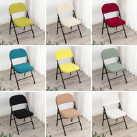 Chaise pliante de salle à manger avec dossier en polyester élastique et doux, housse anti-poussière, 1 ensemble