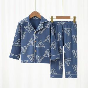 Nouveaux ensembles de pyjamas pour garçons et filles printemps/automne 2025, style long, pur coton, doux et respirant, vêtements de maison - Product Image 3