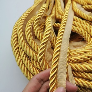Cordón Trenzado Dorado <span class=keywords><strong>de</strong></span> 10 mm para Bolsas <span class=keywords><strong>de</strong></span> Ropa y Zapatos, Suministro del Fabricante CN001, Ecológico, Alta Tenacidad, 100% - Product Image 1