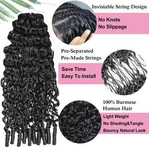 Extensions de <span class=keywords><strong>cheveux</strong></span> Remy naturels bouclés birmans, plumes à crocheter réutilisables, cuticules brutes pré-séparées, plumes à crocheter bon marché - Product Image 3