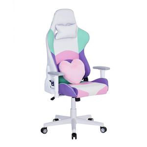 Silla Gamer Ergonómica y Cómoda de Cuero Rosa con Luces LED, para Chicas Streamer y Gamers, con Base de Nailon Blanca y Reposabrazos 3/4D - Product Image 1