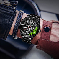 Montre-Bracelet de Luxe pour Homme 2023 de Grande Marque, Cadran 3D, Sportive à Quartz, en Acier Inoxydable, au Design de Jante de Voiture