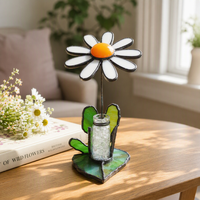 Karya Seni Kaca Patri Kustom Motif Bunga Daisy 3D Dekorasi Meja Penangkap Sinar Matahari Hadiah Ulang Tahun untuknya Dekorasi Rumah yang Dapat Disesuaikan