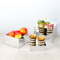 Présentoir en acrylique miroir personnalisé argenté pour buffet, rehausseurs alimentaires en acrylique, cube carré à 5 faces