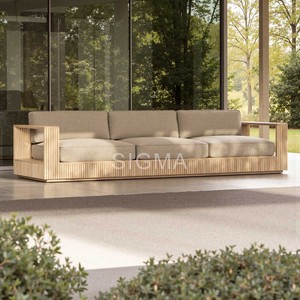 Ensemble de meubles de patio extérieur, canapé modulaire en teck avec tables basses en marbre, meubles de jardin, résistant aux intempéries, certifié CE - Product Image 5