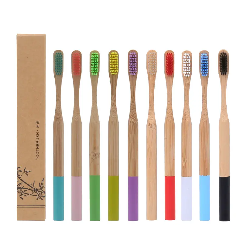 Зубная щетка из бамбука с мягкой щетиной и логотипом на заказ, натуральная, Экологически чистая, с круглой ручкой, для взрослых, 100% биоразлагаемая, Бамбуковая зубная щетка Мао