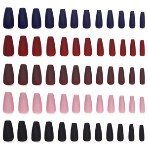 24 faux ongles cercueil français pré-peints en ABS, prêts à poser, à pression rapide, réutilisables, durables, couvrance totale - Product Image 2
