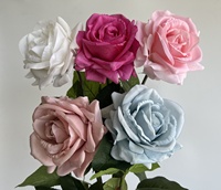 O-X306 Prix de gros Rose artificielle toucher réel pour décoration maison et mariage, fleurs artificielles toucher réel, rose en branche unique