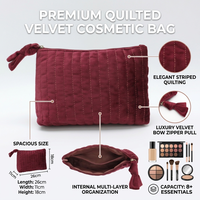 Sac de rangement pour maquillage personnalisé en velours rouge, sac de rangement portable pour pinceaux de maquillage avec cordon et fermeture éclair, sac cosmétique matelassé pour les voyages