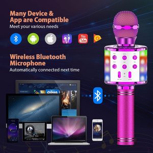 Nouveauté : Haut-parleur karaoké professionnel sans fil avec lumières LED rechargeables par USB et haut-parleur Bluetooth pour <span class=keywords><strong>la</strong></span> <span class=keywords><strong>famille</strong></span> - Product Image 6