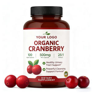 Meilleur prix Extrait de 25:1 de canneberge biologique 500mg Soutient la santé des voies urinaires Detox et nettoyage <span class=keywords><strong>100</strong></span> Capsules végétaliennes - Product Image 1