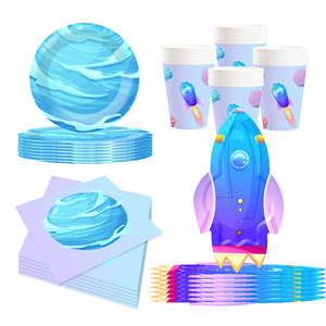 Fournitures pour fête d'anniversaire sur le thème de l'espace DAMAI, assiettes en papier, gobelets, serviettes, décorations de fête galactiques jetables pour 8 invités - Product Image 3