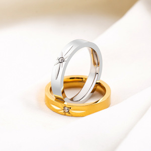 Star Design Diamond Couple <b>Rings</b> Gold Plated <b>Titanium</b> Steel Wedding Jewelry Unisex XYR0088 - Product Image 1
