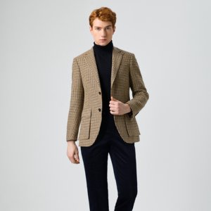 Costumes sur mesure, fabrication directe en usine, logo et broderie personnalisés, tissu en laine 100% pied-de-poule marron kaki, <span class=keywords><strong>costume</strong></span> de loisirs pour <span class=keywords><strong>homme</strong></span> - Product Image 2