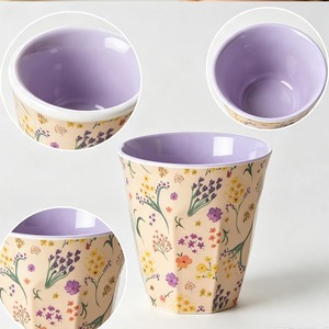 แก้วเมลามีนสำหรับเด็ก ขนาด M แก้วน้ำแบบใช้ซ้ำได้ ลายปูและปลา - Product Image 4