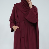 Ensemble Abaya 2 pièces Loriya pour femmes, taille XXL, couleur unie, vêtements islamiques pour Ramadan et EID, adapté à l'été et à l'automne, design en gros