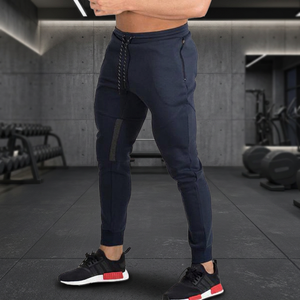 Pantalon de survêtement pour homme, coupe ajustée, tricoté, taille élastique, pour le sport et le fitness, avec détails en dentelle, couleur unie, respirant, service OEM - Product Image 2